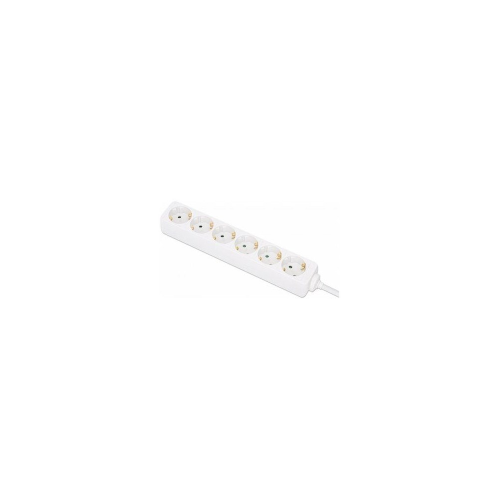 Manhattan Manhattan Power Distribution Unit EU (2-pin), x6 gang/output, 2m cable, 16A, White, Extension Lead, PDU, Power Strip, Th...