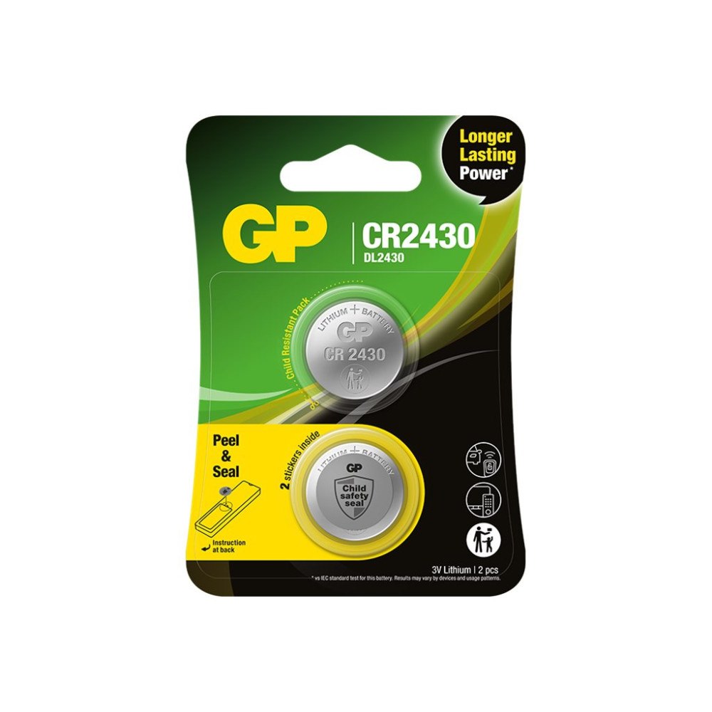 Gold Peak GP batteri - 2 x CR2430 - Li