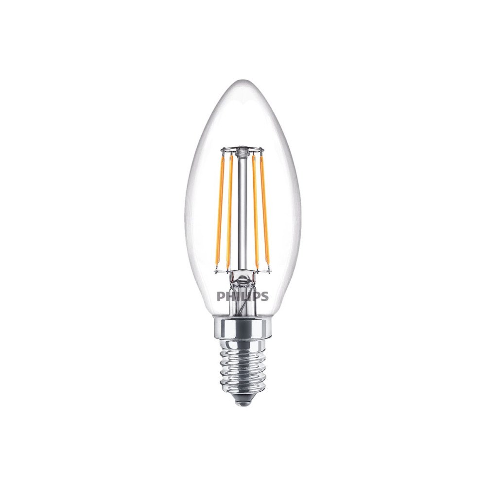 Philips Philips LED Classic Candle - LED-glödlampa med filament - form: B35 - klar finish - E14 - 4.3 W - varmt vitt ljus - 2700...
