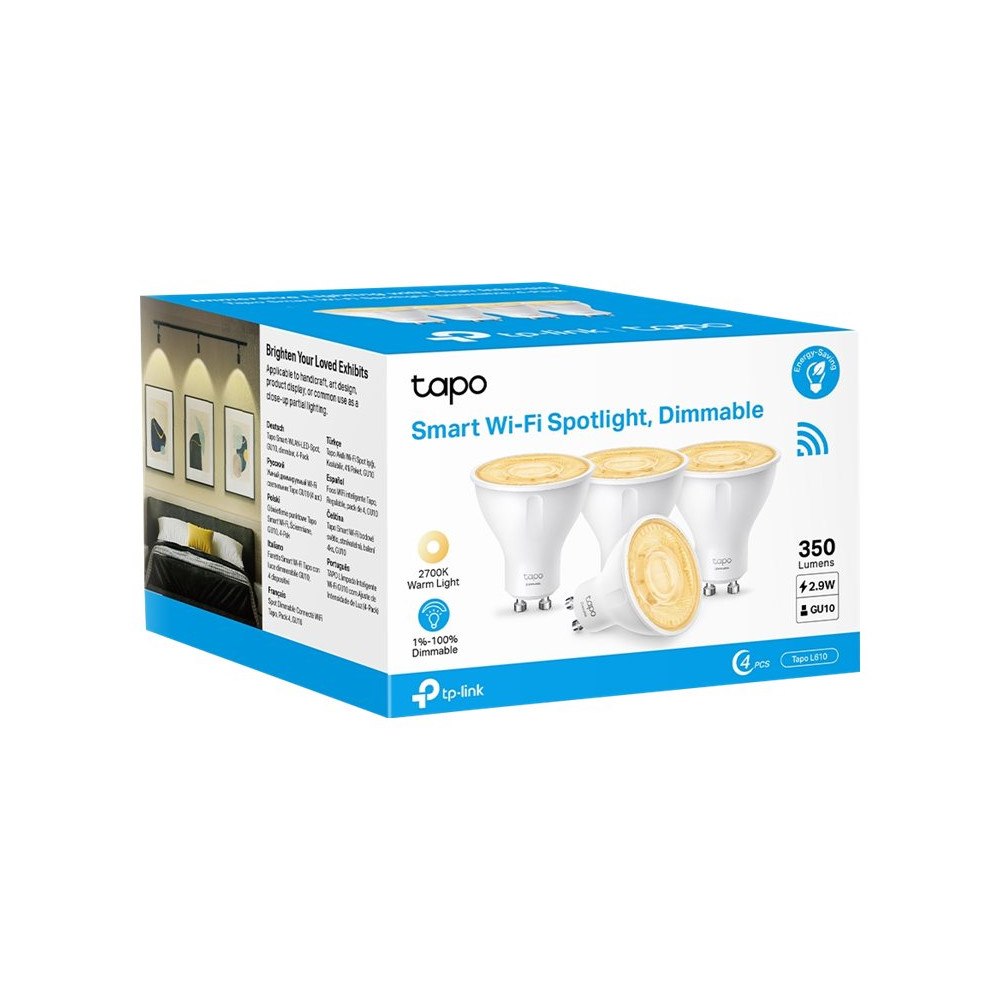 TP-LINK Technologies Tapo L610 - LED-spotlight - GU10 - 2.9 W - varmt vitt ljus - 2700 K (paket om 4)