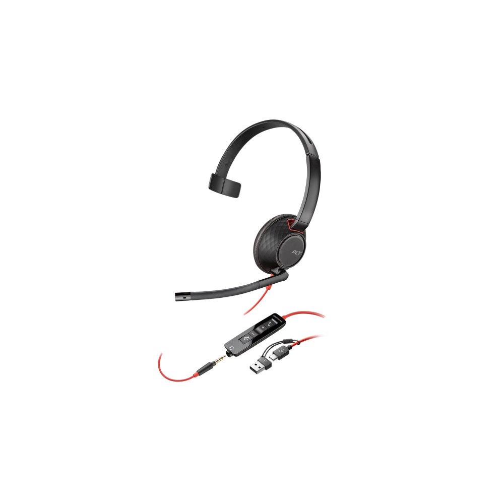 Hewlett-Packard HP Poly Blackwire 5210 - headset - 3,5 mm kontakt, USB-C