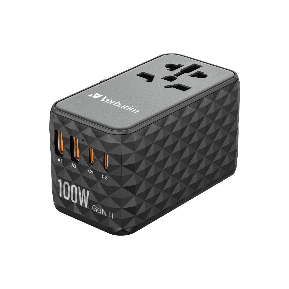 VERBATIM Verbatim UTA-06 strömadapter - GaN III, universell - 2 x USB, 2 x USB-C - 100 Watt