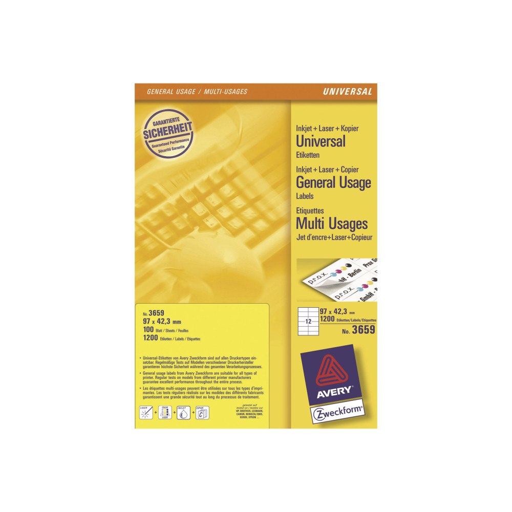 Avery Dennison Avery - etiketter för flera ändamål - 1200 etikett (er) - 97 x 42.3 mm
