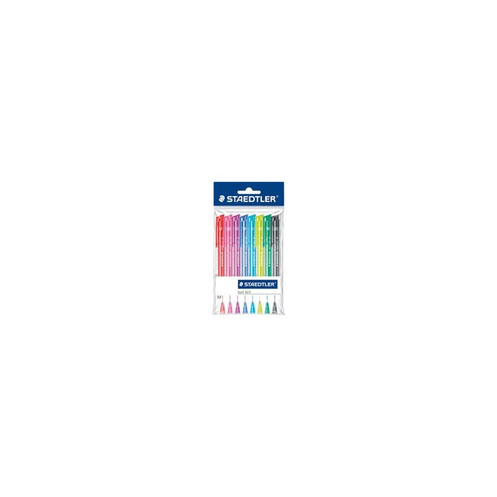 STAEDTLER STAEDTLER ball 423 - kulspetspenna - svart, röd, blå, grön, ljusblå, magenta, blåviolett, pilgrön (paket om 8)