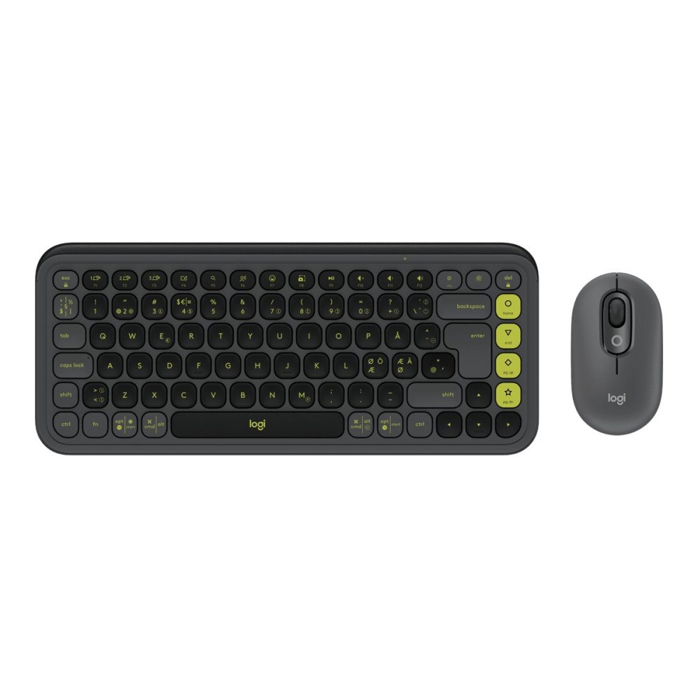 Logitech Logitech POP Icon Combo - sats med tangentbord och mus - QWERTY - nordiskt (danska/finska/norska/svenska) - grafit, grön...