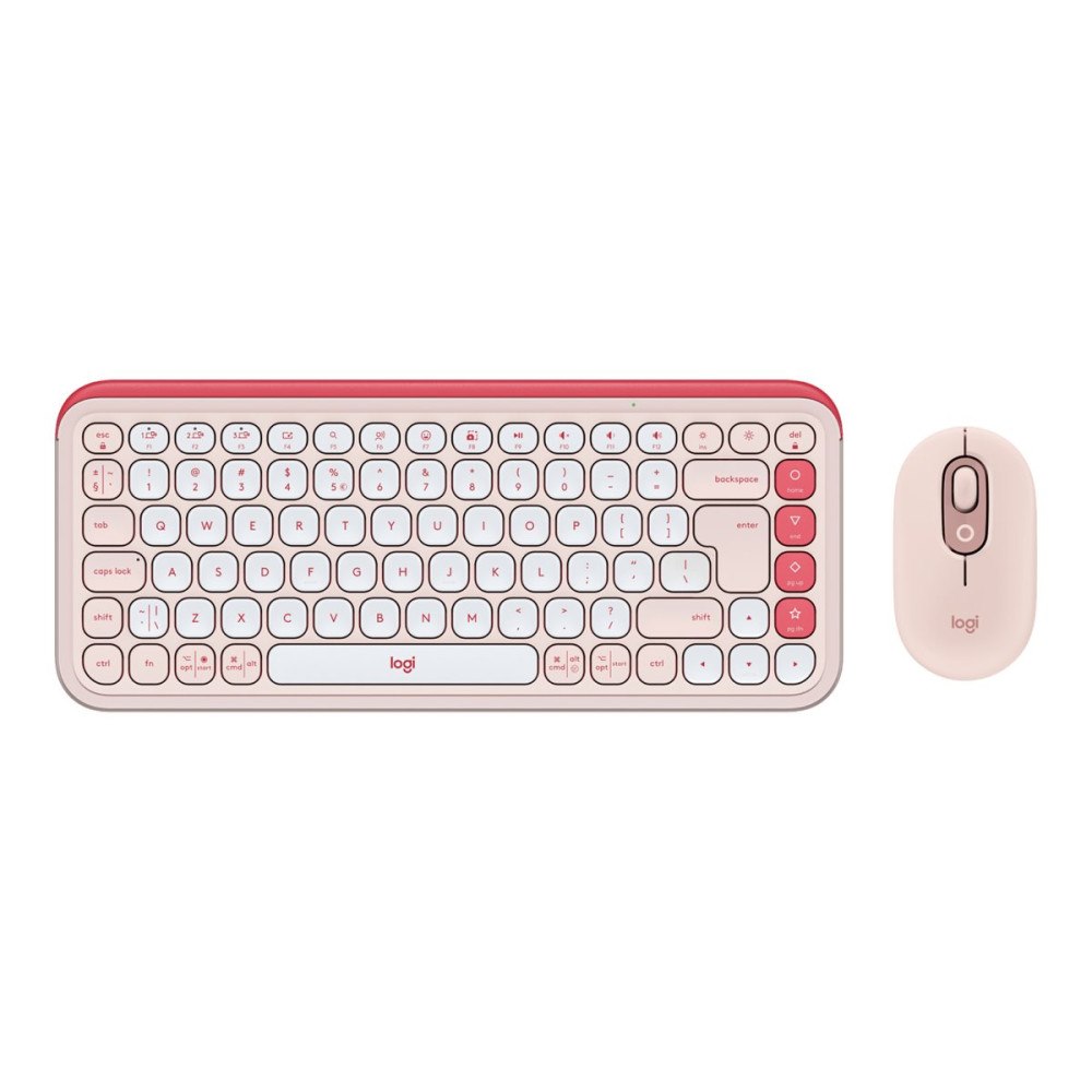 Logitech Logitech POP Icon Combo - sats med tangentbord och mus - QWERTY - USA, internationellt - rosa, offwhite Inmatningsenhet