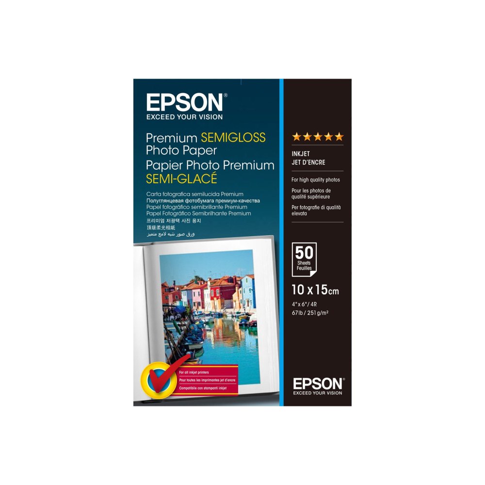 EPSON Epson Premium Semigloss Photo Paper - fotopapper - halvblank - 50 ark - 100 x 150 mm - 251 g/m²