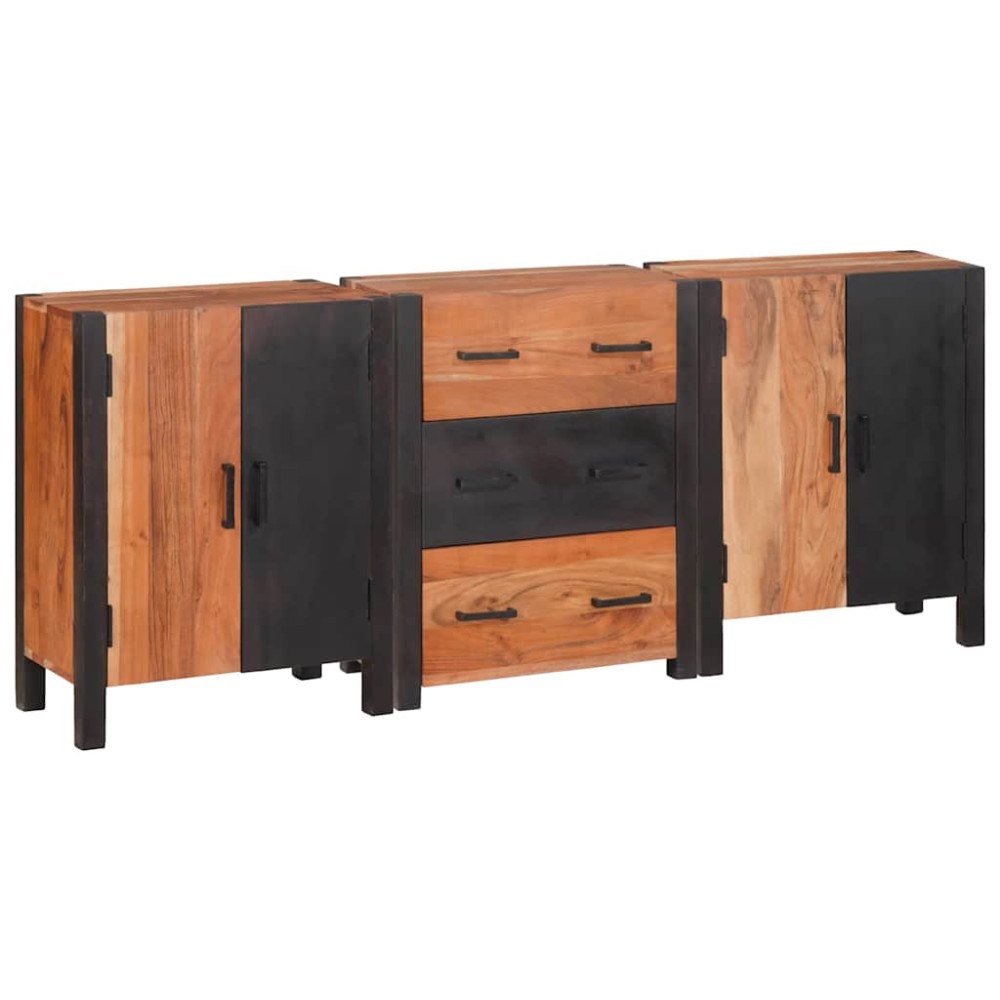 vidaXL Sideboard med låda 3 pcs Brun 55 x 30 x 75 cm Massivt akaciaträ