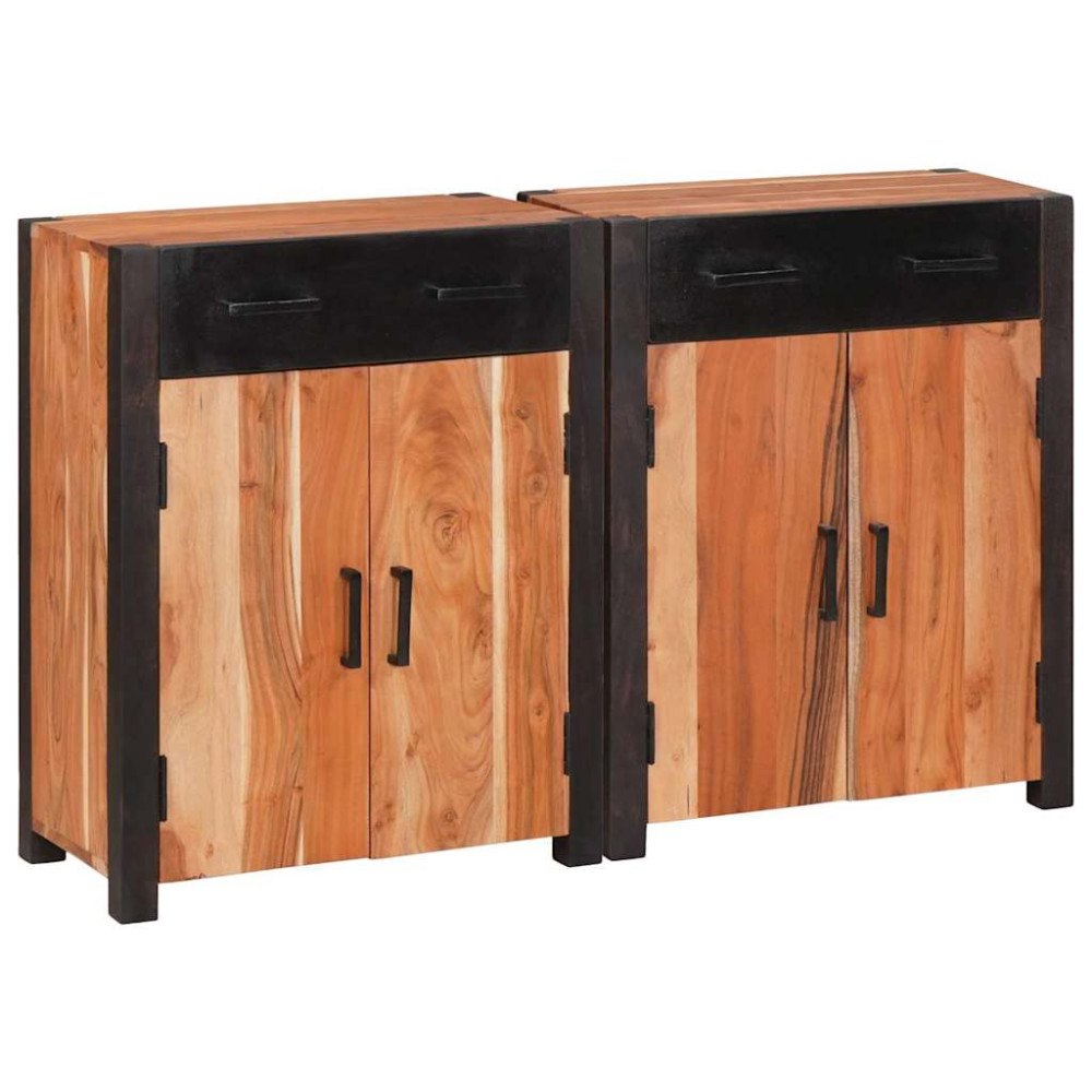 vidaXL Sideboard 2 pcs Brun 110 x 30 x 75 cm Massivt akaciaträ