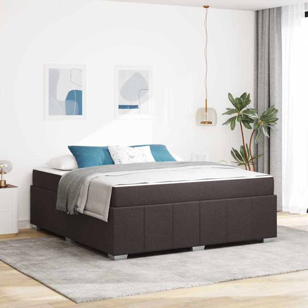 vidaXL Sängram med madrass Mörkbrun 180 x 200 cm tyg