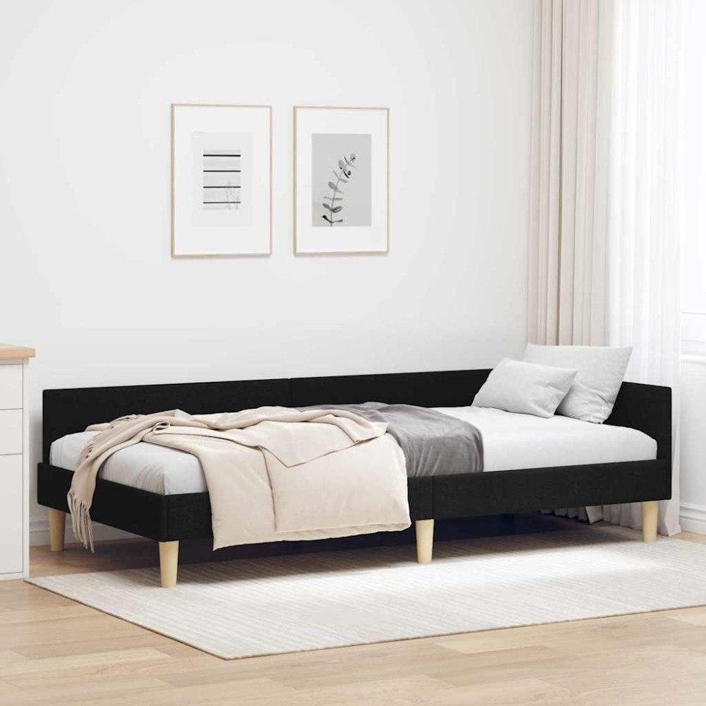 vidaXL Hörn sängram Övrigt Svart 80 x 200 cm Tyg och konstruerat trä