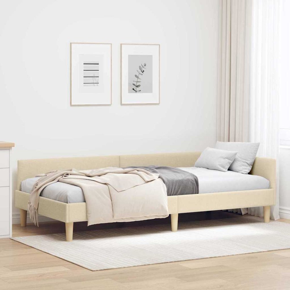 vidaXL Hörn Sängram Kräm 80 x 200 cm tyg