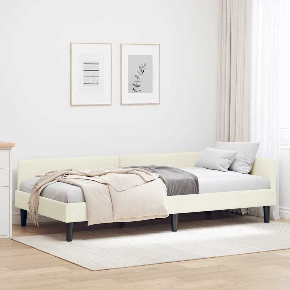 vidaXL Hörn Sängram med huvudgavel Kräm 100 cm x 200 cm Sammet