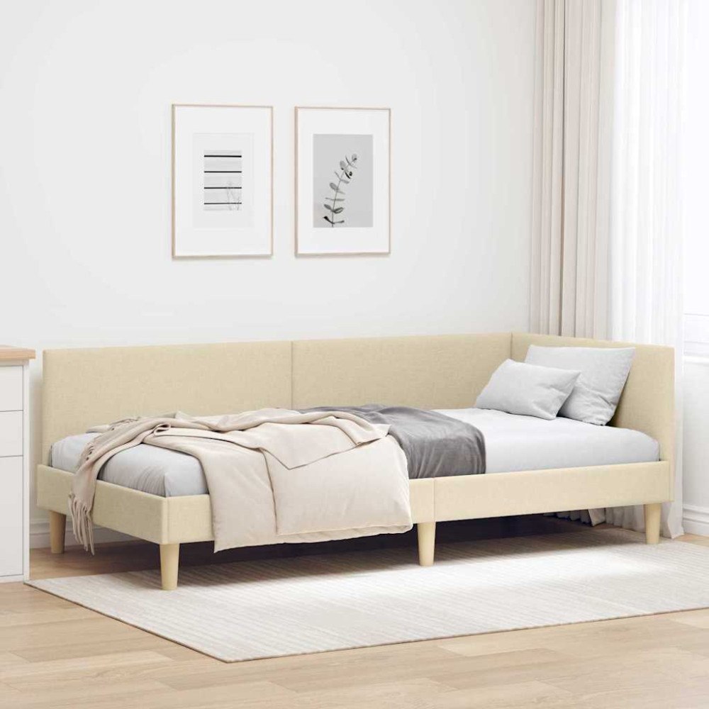 vidaXL Hörn Sängram Övrigt Kräm 80 x 200 cm Tyger och konstruerat trä