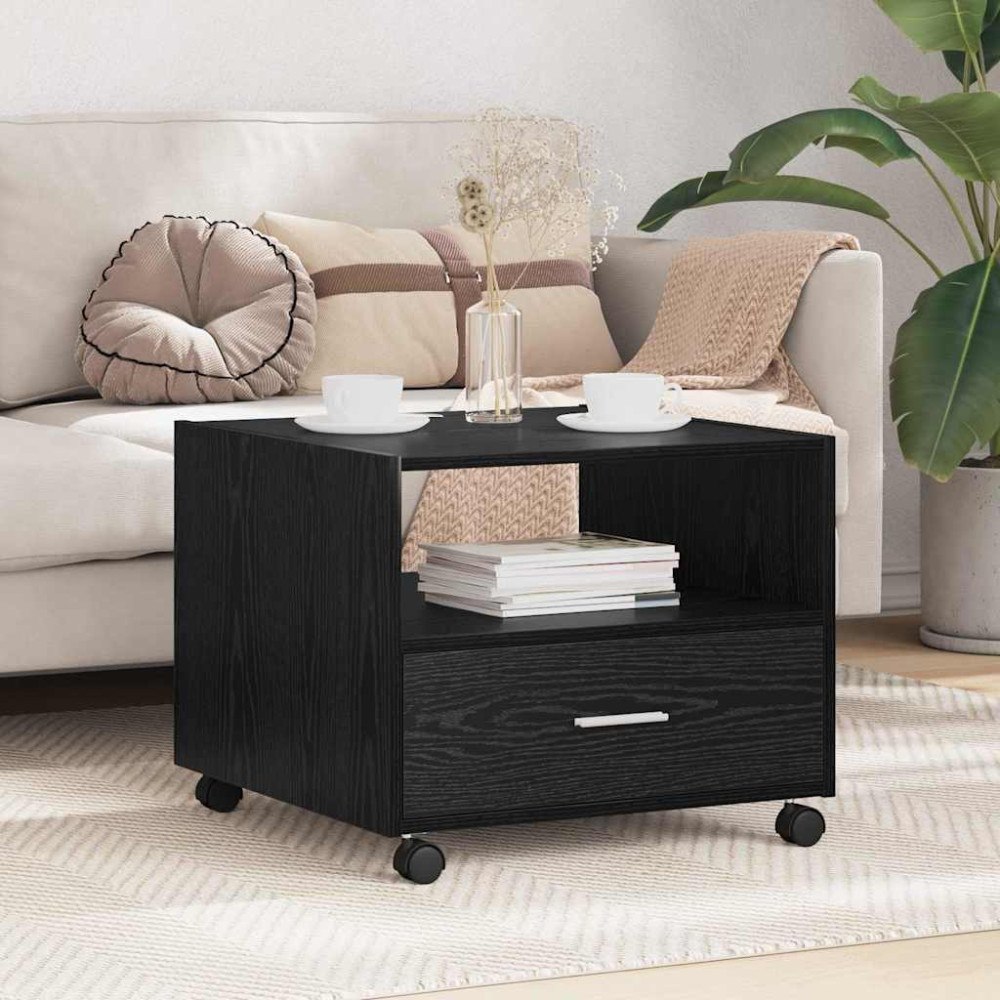 vidaXL Kaffeebord with Drawer Svart ek 55 x 55 x 45 cm Konstruerat trä