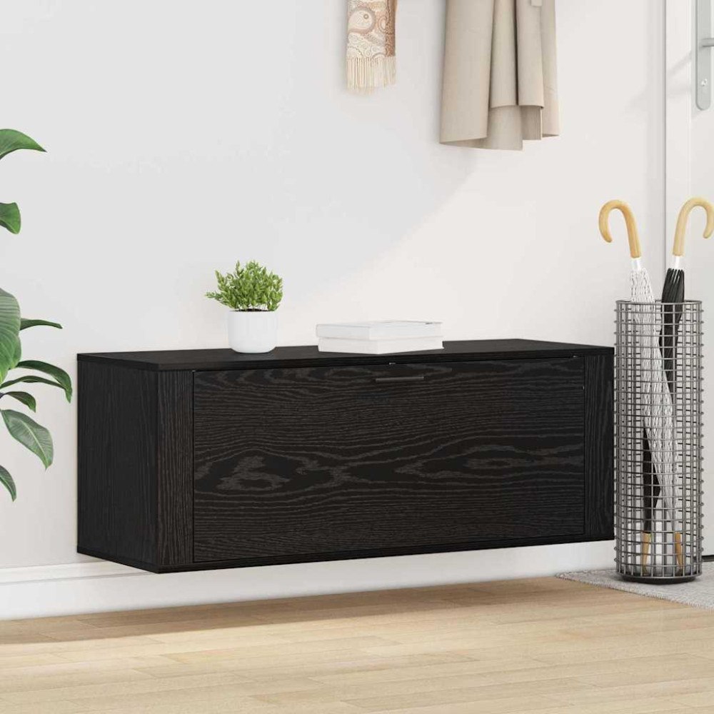 vidaXL Skoskåp med hylla Svart ek 100 x 35 x 38 cm Konstruerat trä