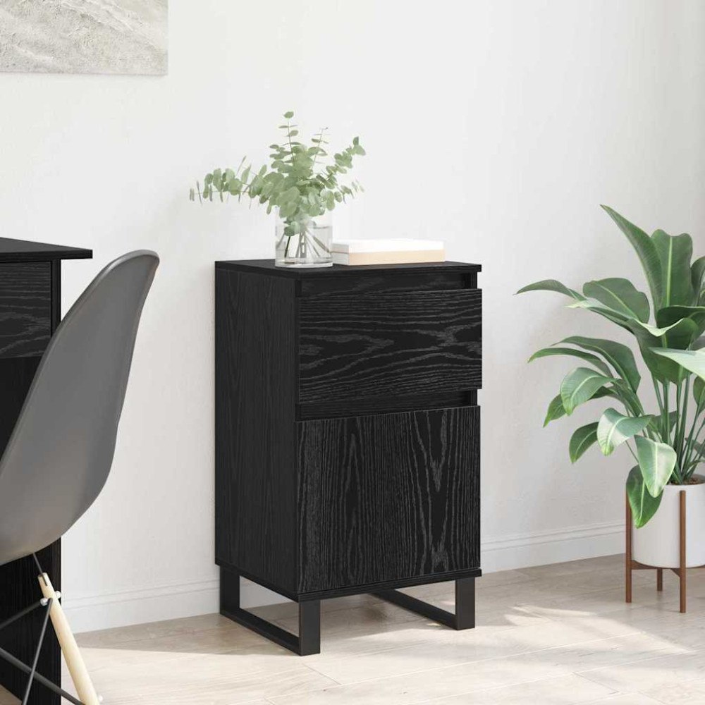 vidaXL Sideboard med låda Svart ek 35 x 40 x 70 cm Konstruerat trä