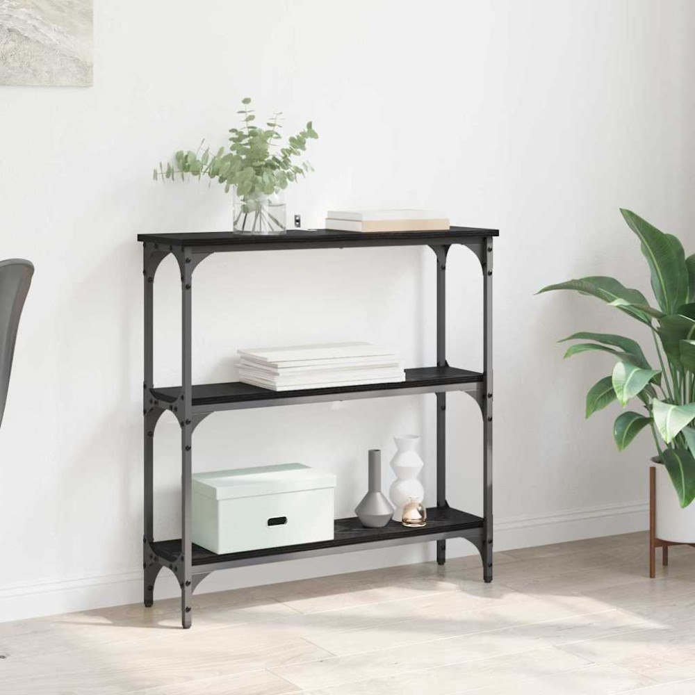 vidaXL Konsolbord med hylla med lagring Svart ek 75 x 22.5 x 75 cm