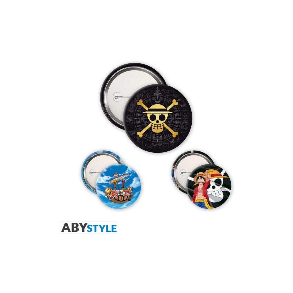GB Posters & Merch One Piece Skull & Luffy 3 Badge Pack