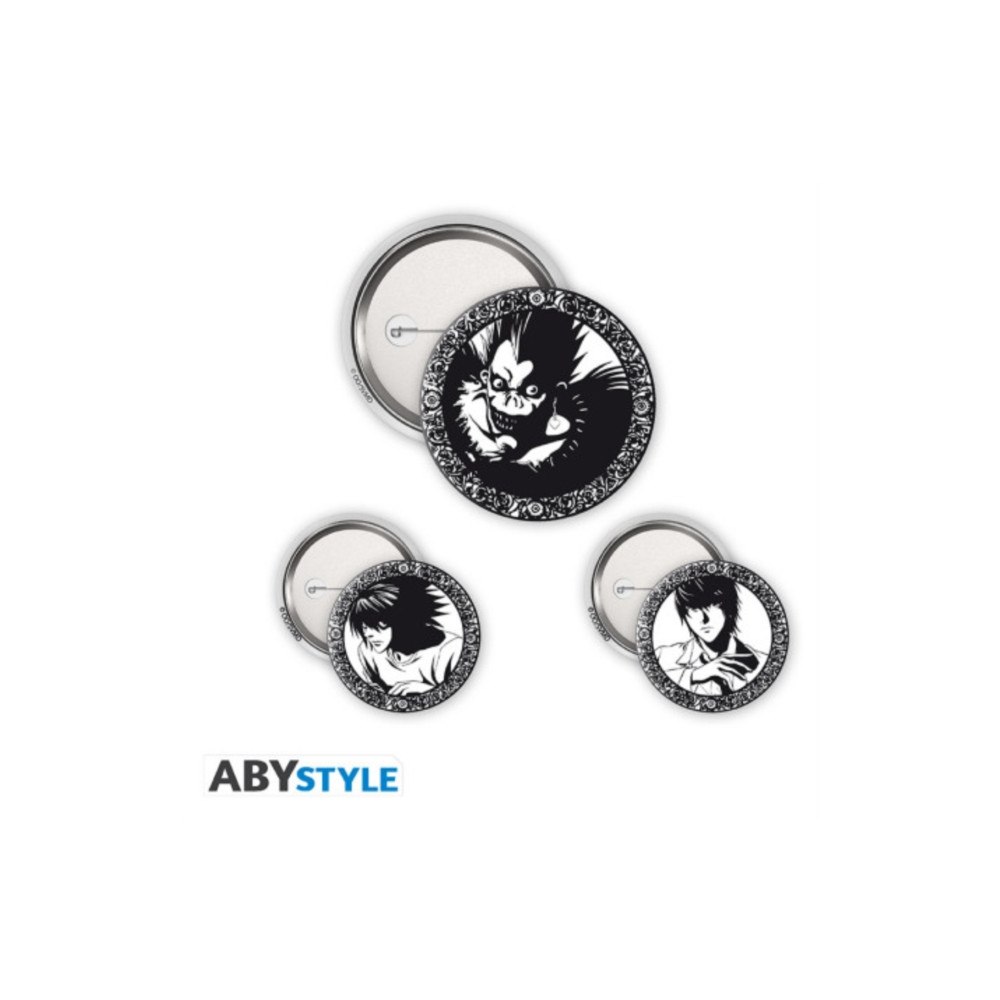 GB Posters & Merch Death Note Light, L & Ryuk 3 Badge Pack