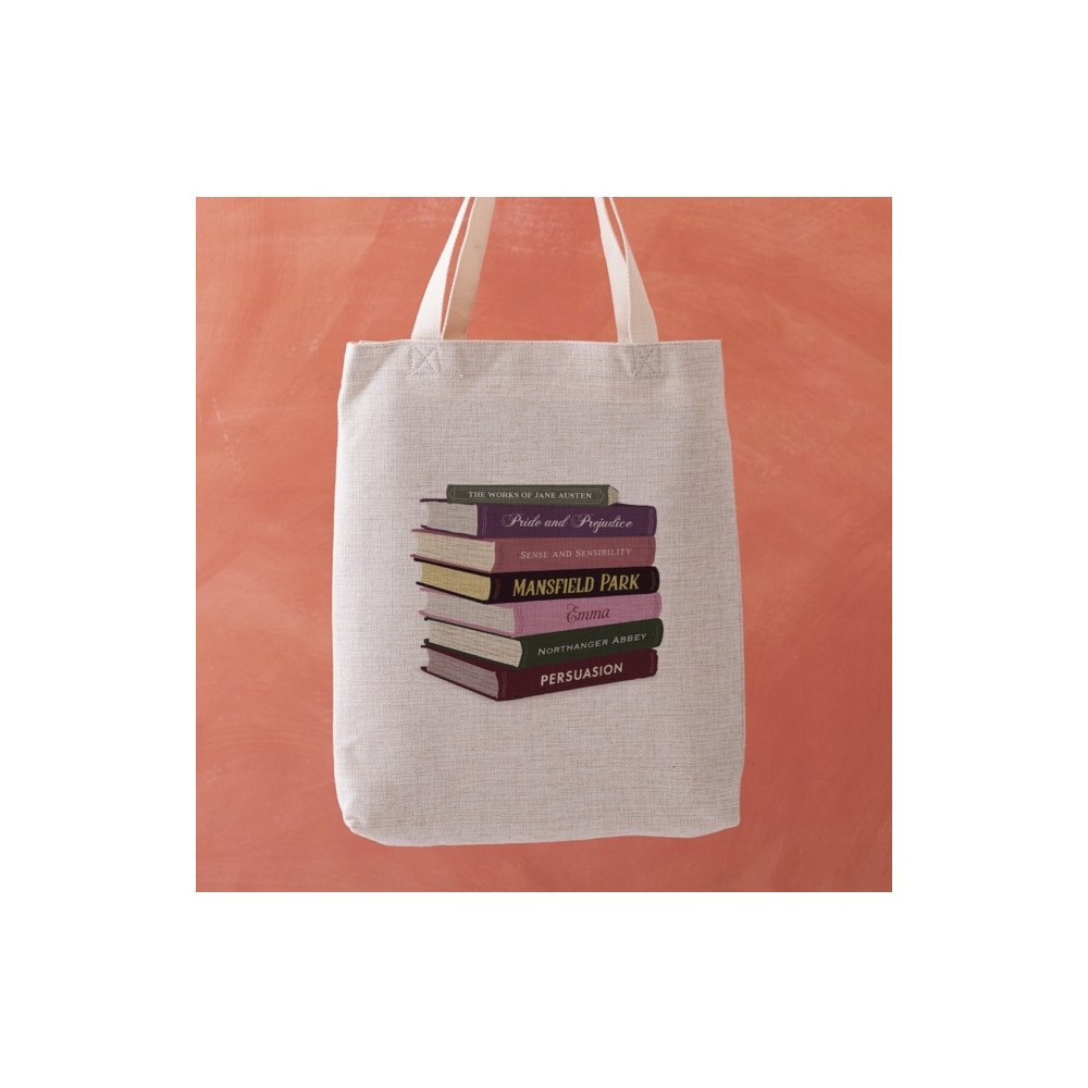 BOOKISHLY Jane Austen Book Stack Tote Bag