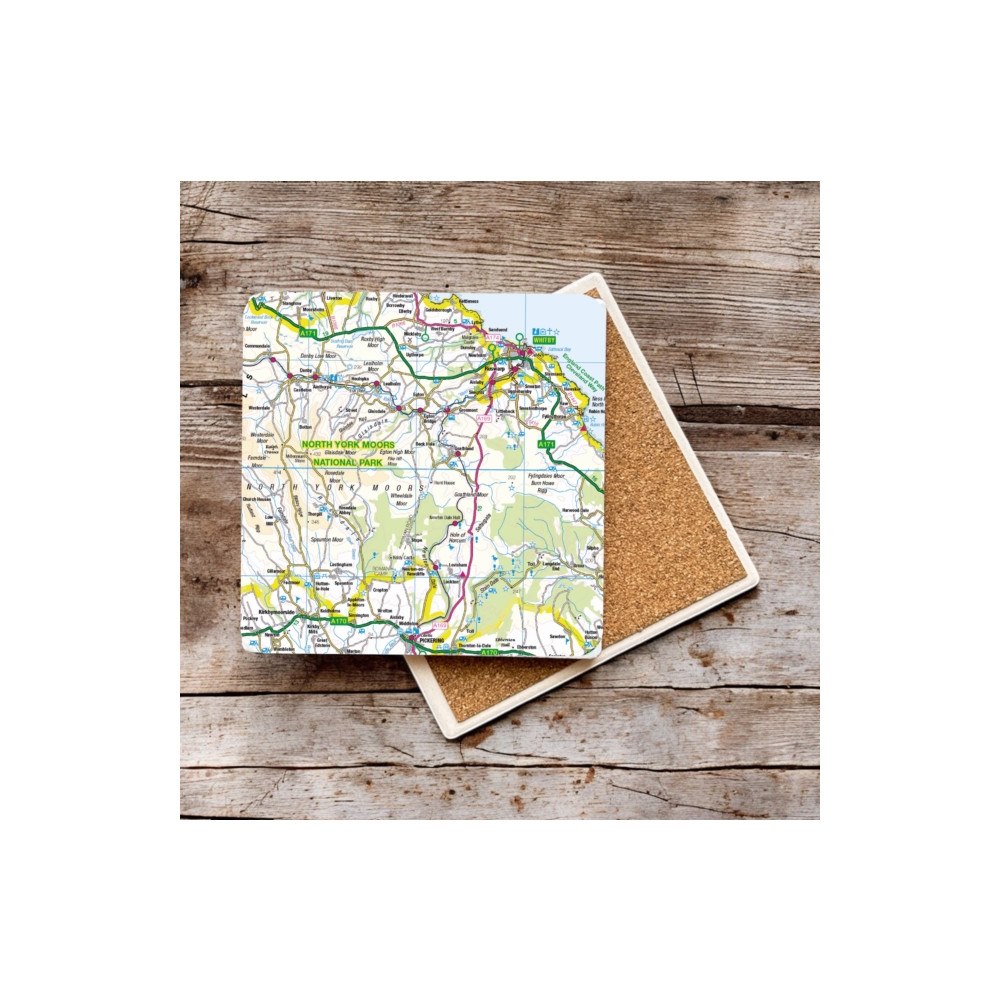 The Sugar Shed OS Map Ceramic Single Coaster - North York Moors National Park