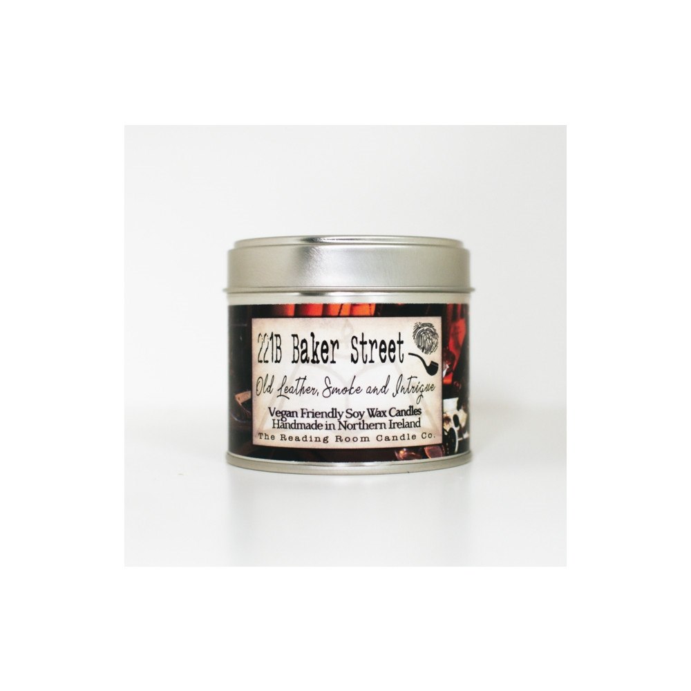THE CANDLE ROOMS 221b Baker Street- Scented Soy Candle- Old Leather, Smoke and Intrigue