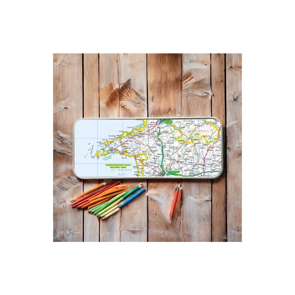 The Sugar Shed OS Map Metal Pencil Tin - Pembrokeshire Coast National Park