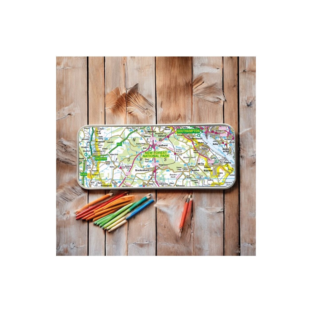 The Sugar Shed OS Map Metal Pencil Tin - New Forest National Park