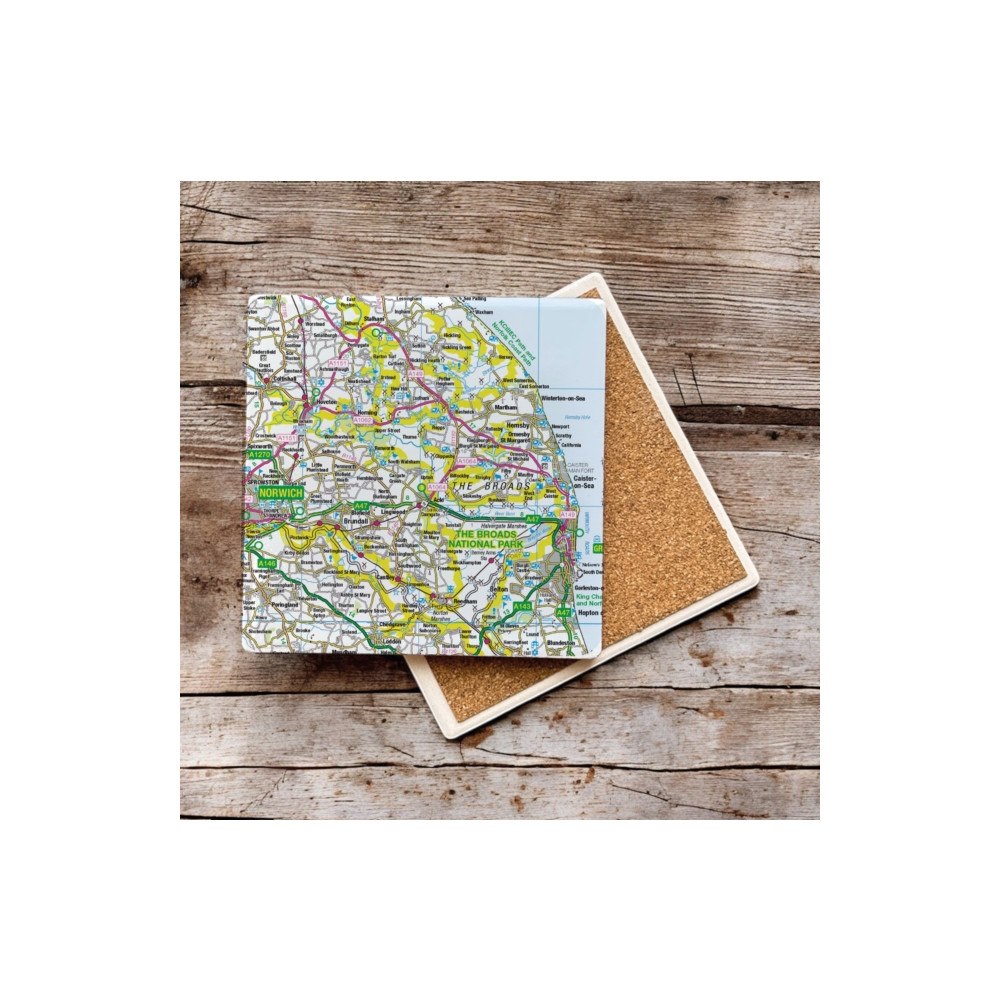 The Sugar Shed OS Map Ceramic Single Coaster - The Broads