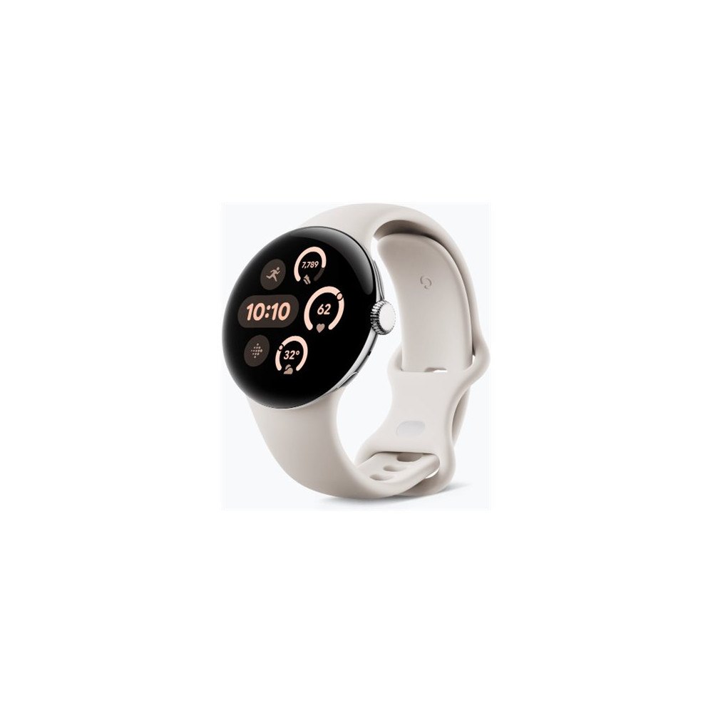 Google Google Pixel Watch 3 - polerat silver aluminium - smart klocka med aktivt band - porslin - 32 GB