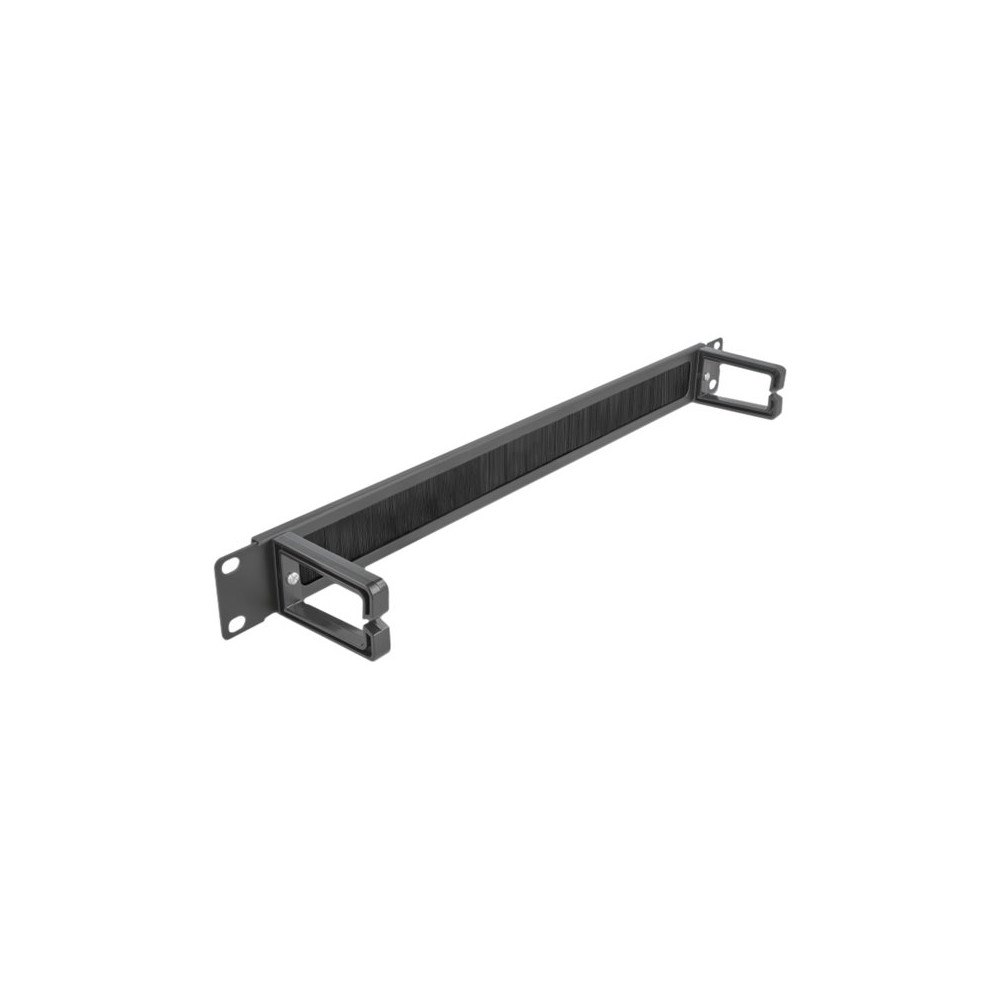DeLOCK Delock Cable Management Brush Strip with 2 hooks - kabelhanteringspanel med borste för rack - 1U - 19"