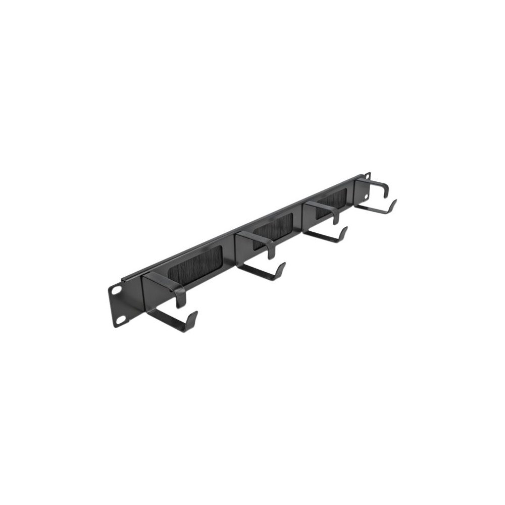 DeLOCK Delock Cable Management Brush Strip with 4 hooks - kabelhanteringspanel med borste för rack - 1U - 19"