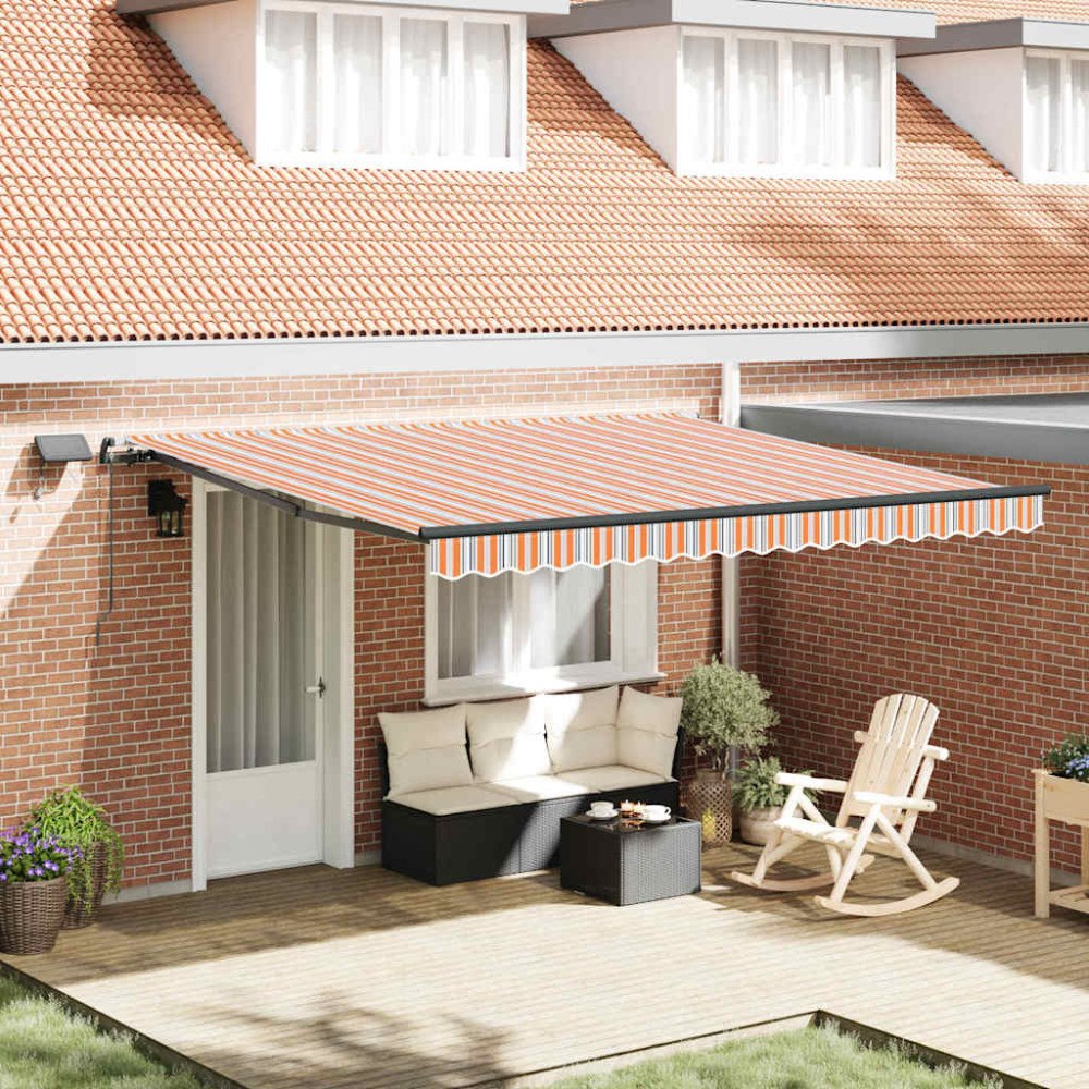 vidaXL Utdragbar markis Flerfärgsdesign 400 × 350 cm Duk och Aluminium