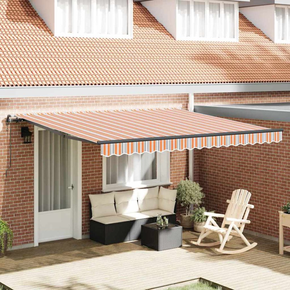 vidaXL Utdragbar markis Flerfärgsdesign 400 × 350 cm Duk och Aluminium