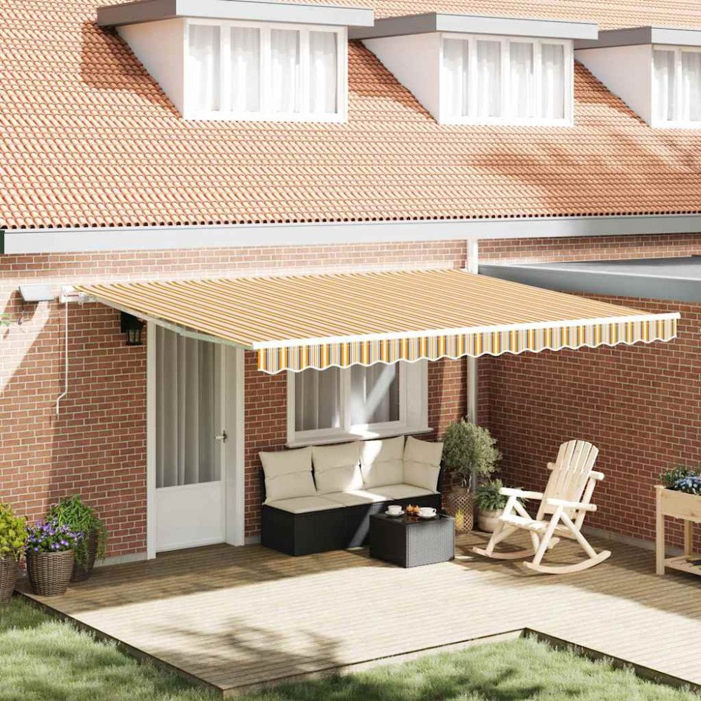 vidaXL Utdragbar markis Flerfärgsdesign 450 × 350 cm Duk och Aluminium