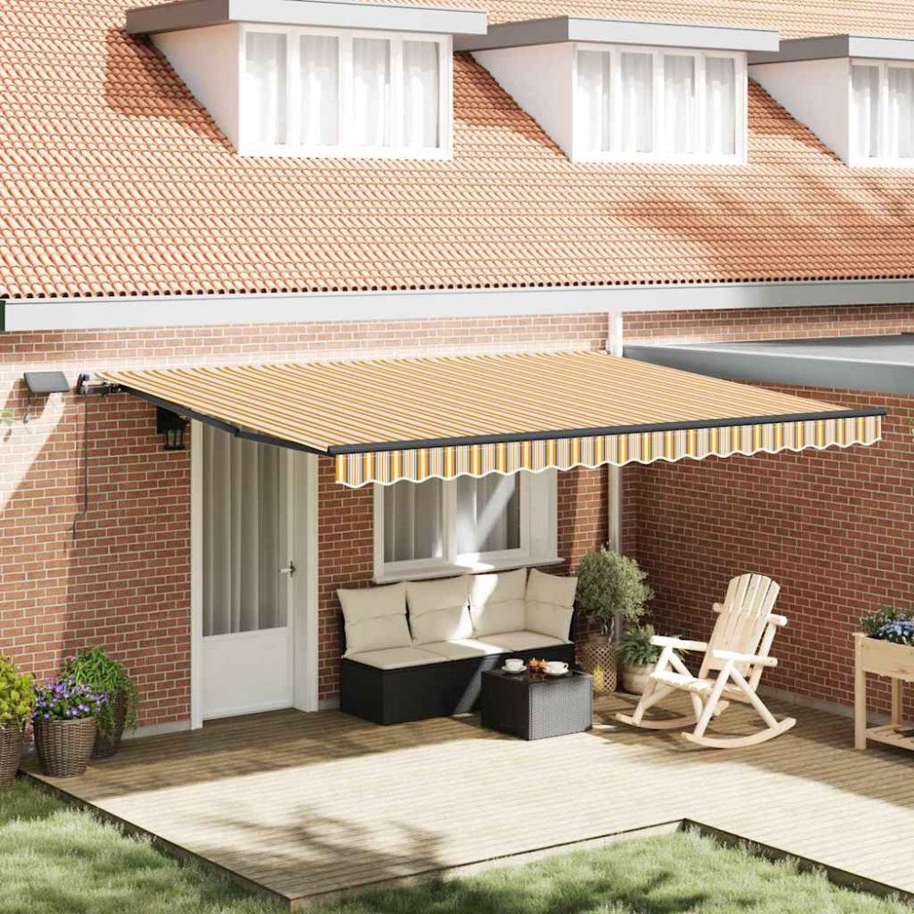 vidaXL Utdragbar markis Flerfärgsdesign 450 × 350 cm Duk och Aluminium
