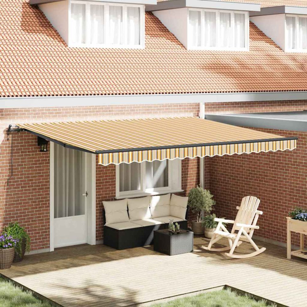 vidaXL Utdragbar markis Flerfärgsdesign 450 × 350 cm Duk och Aluminium