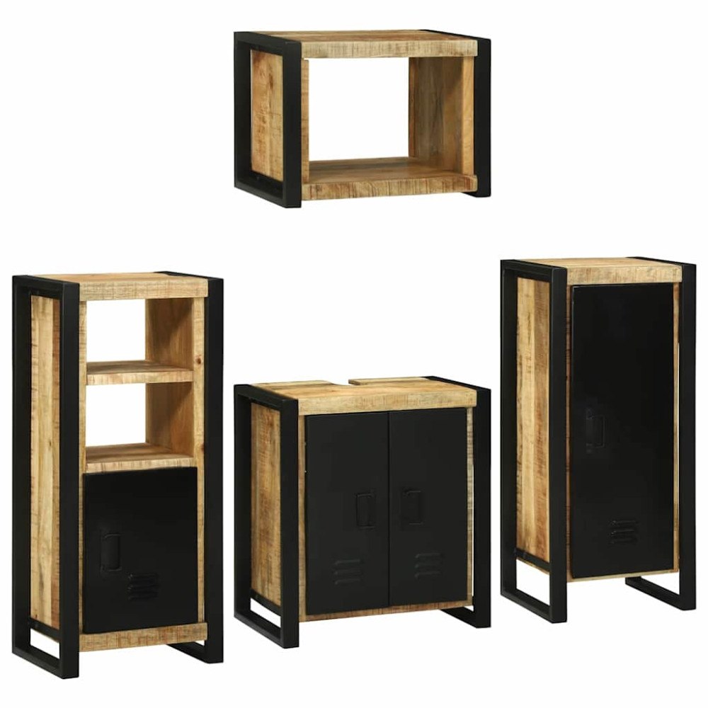vidaXL Badrumsmöbelset 4 pcs Brun 55 x 35 x 60 cm Massivt mangoträ