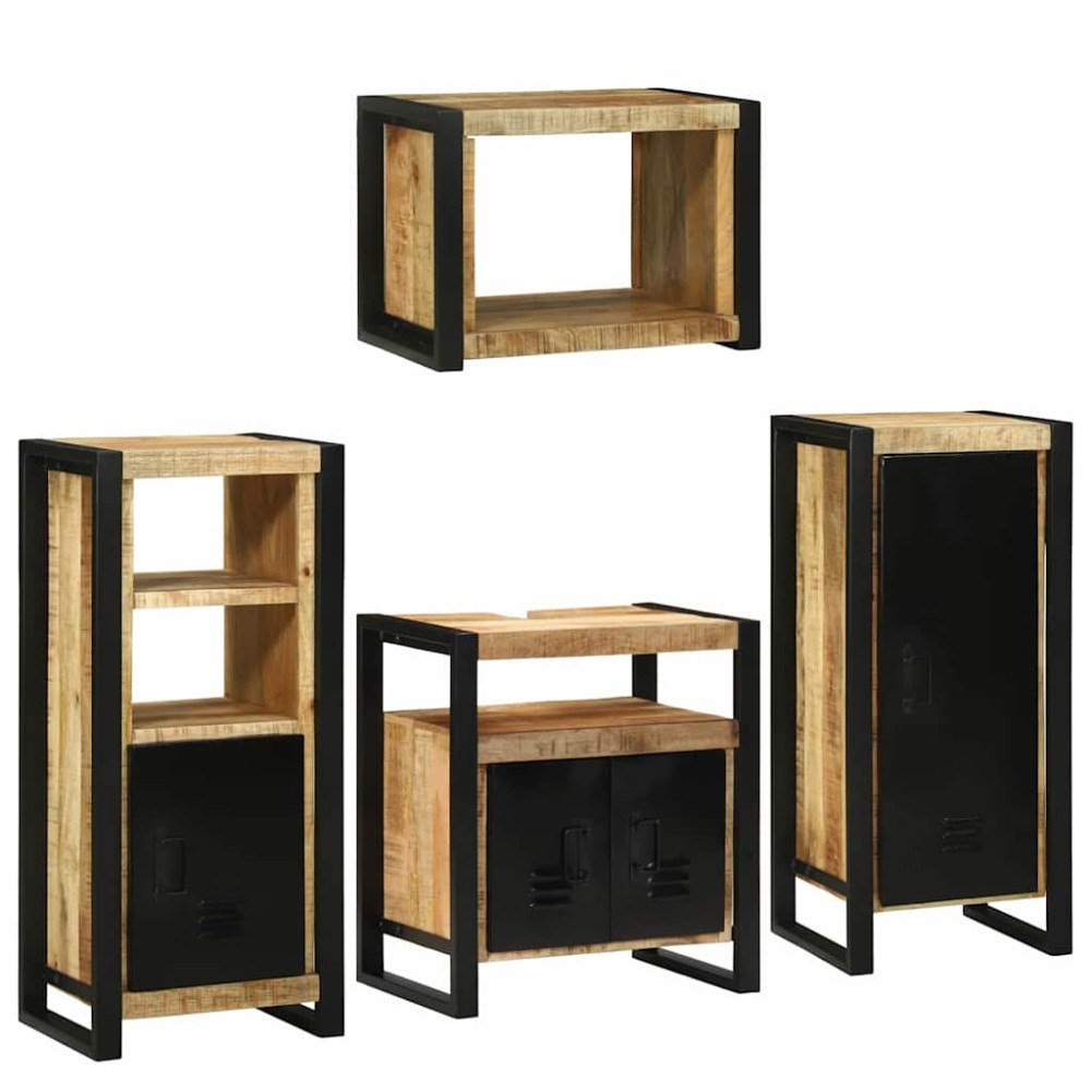vidaXL Badrumsmöbelset 4 pcs Brun 55 x 35 x 60 cm Massivt mangoträ