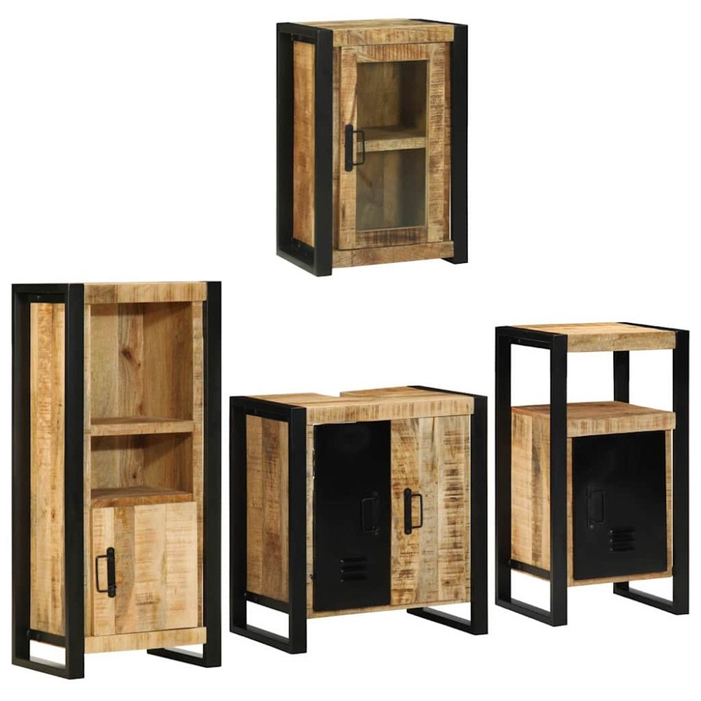 vidaXL Badrumsmöbelset 4 st Brun 55 x 35 x 60 cm Massivt Mangoträd