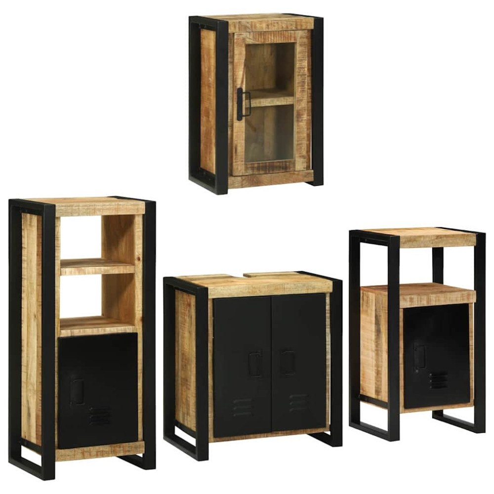 vidaXL Badrumsmöbelset 4 pcs Brun 55 x 35 x 60 cm Massivt mangoträ