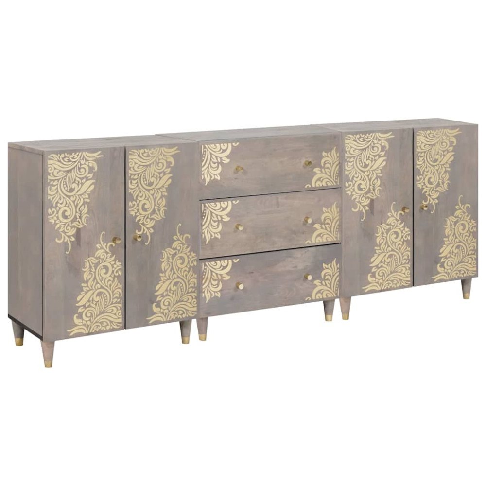 vidaXL Badrumsmöbelset med låda 3 pcs Grå och Guld 180 x 33 x 75 cm