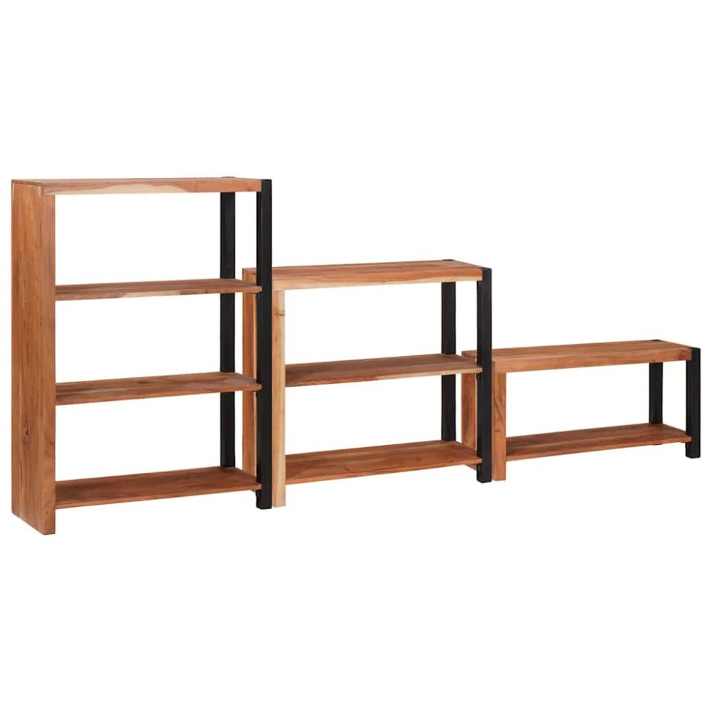 vidaXL Hyllsystem 3 pcs Brun 80 x 30 x 110 cm Massivt akaciaträ