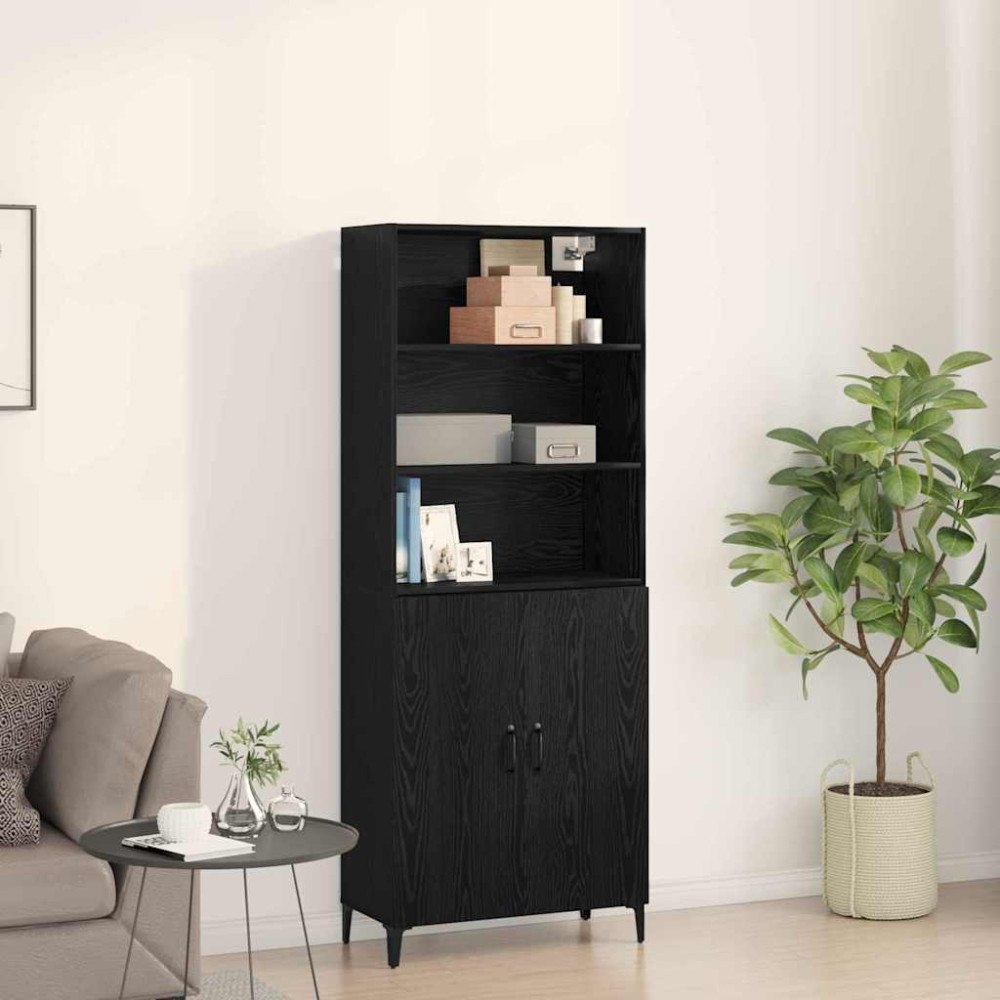 vidaXL Sideboard Svart ek 69.5 x 32.5 x 180 cm Konstruerat trä