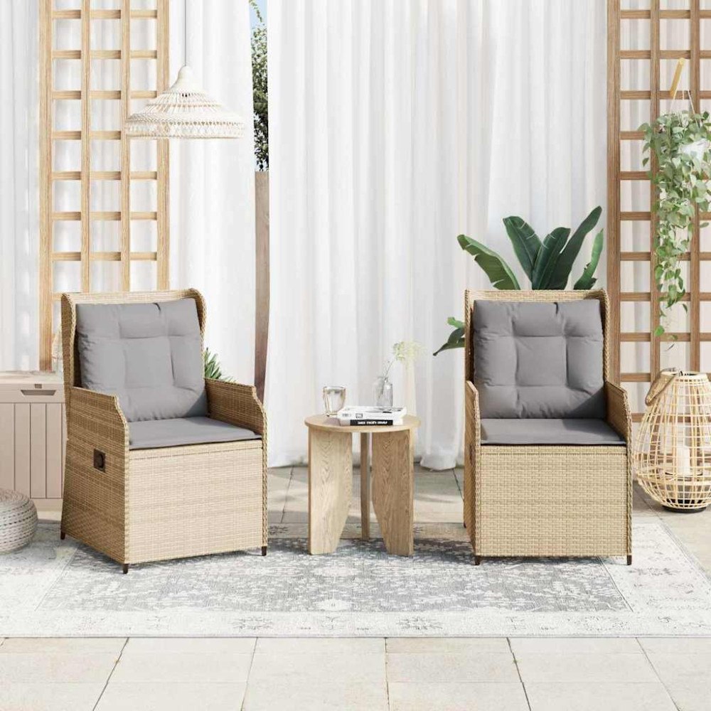vidaXL Trädgårdsbänk med kudde 2 pcs Beige Poly rattan