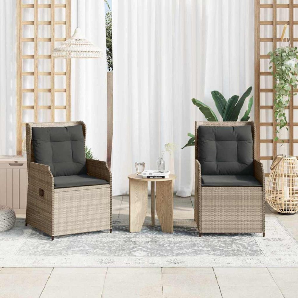 vidaXL Trädgårdsbänk med kudde 2 pcs Ljusgrå Poly rattan