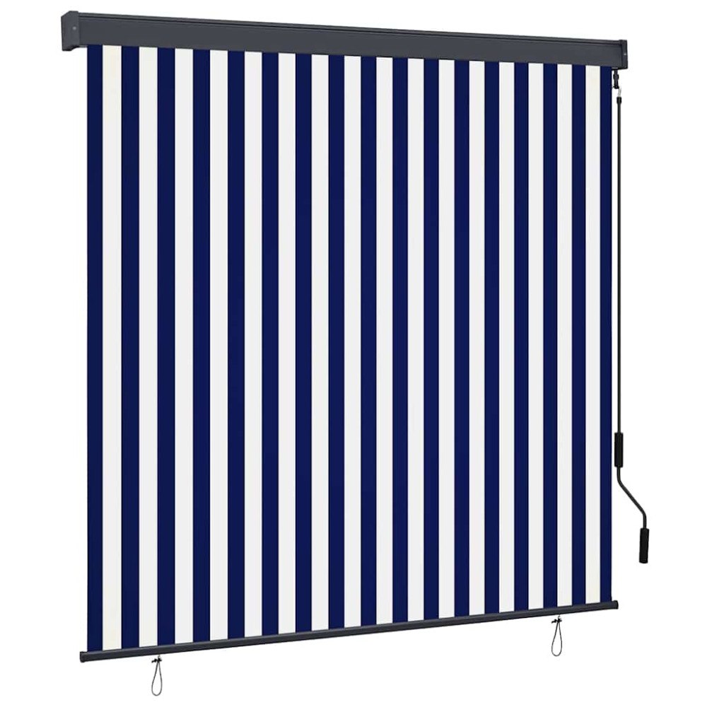 vidaXL Utomhus rullgardin Randig Blå och vit 180 x 250 cm tyg