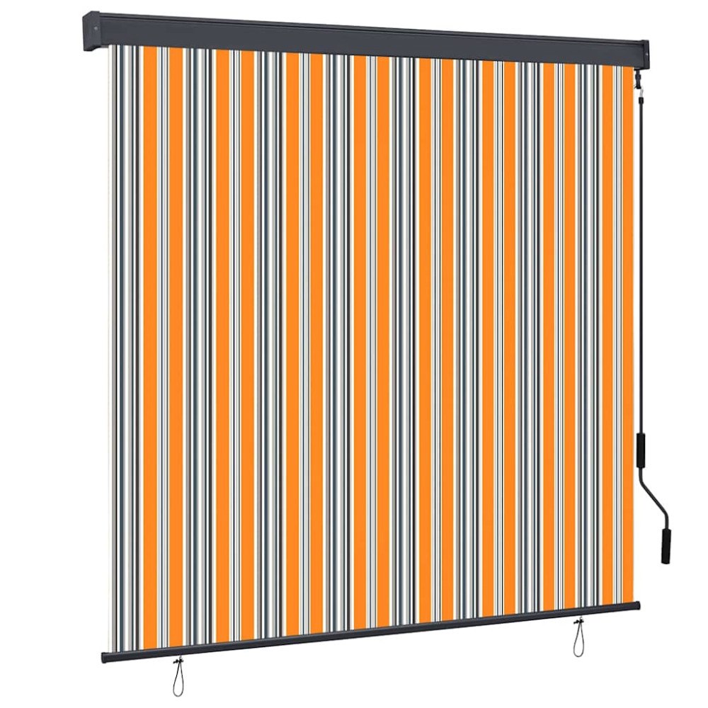 vidaXL Utomhus rullgardin Randig Gul och blå 180 x 250 cm tyg