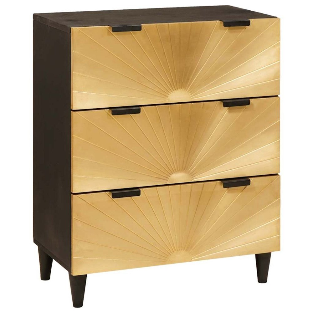 vidaXL Sideboard Svart och Guld 60 x 33 x 75 cm massivt mangoträ